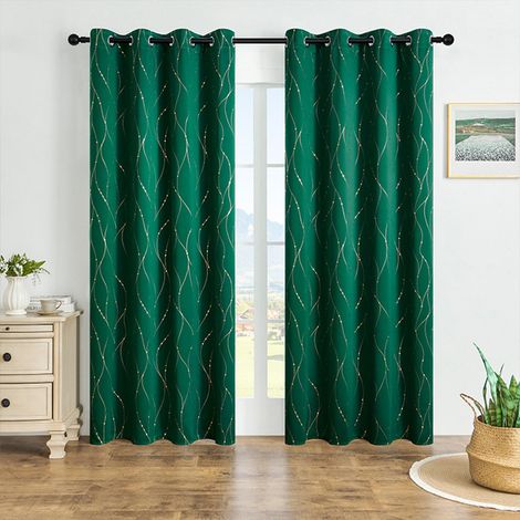 Rideau Occultant - 132 x 213 cm - Polyester - Vert - Pour Chambre À Coucher Salon - 1 Pièce (1/5)