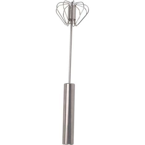 Stainless Steel Egg Whisk Semi Automatic Egg Beater Hand Push Rotating Whisk Mixer for Blending Milk Frother Cream Making (1/5)