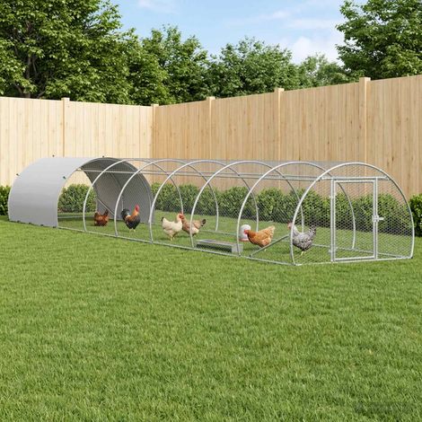 vidaXL Poulailler Argenté 800 x 150 x 100 cm Acier galvanisé (1/5)
