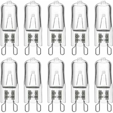Lampadina alogena Ulisem G9 28W 230V, luce bianca calda 2700K, dimmerabile, adatta per lampadari, lampade da giardino, applique, illuminazione per mobili, confezione da 10.
