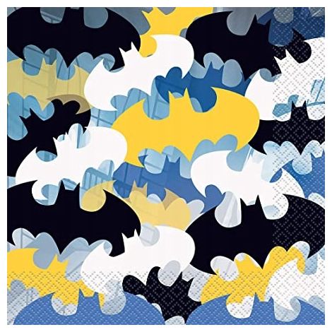 Serviettes en papier BATMAN pour fête d'anniversaire chauve-souris 33x33cm 16 pièces.