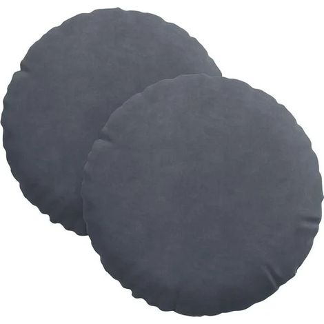 Coussins d'assise, 2 pièces, gris foncé, 30 cm de diamètre, 13 cm de hauteur, en velours. (1/5)