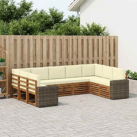 Teenpull – Outdoor-Sofagarnitur 9 Stk. Natur und Creme Polyester (1/5)