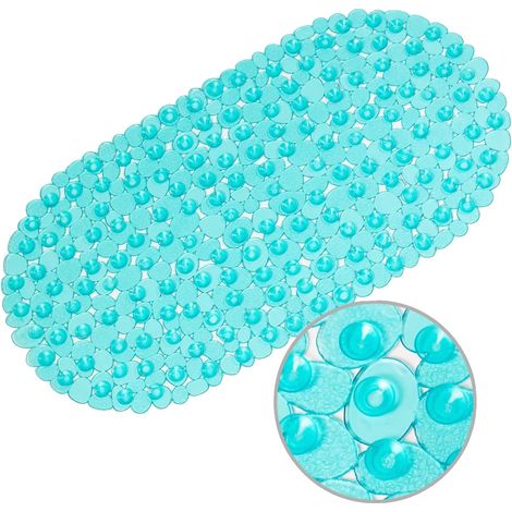 Badematte, rutschfestes Design, leicht zu reinigen, 36x69cm-b, Cyan (1/2)