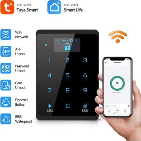 Tuya Controllo Accessi Smart WiFi IP66 con Tastiera Touch e Display (1/5)