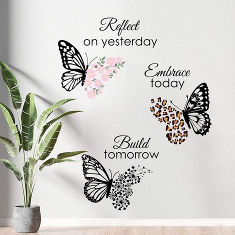 Papillon Stickers Muraux Salon,Autocollant Mural Texte,Papillon Decoration de Maison pour Chambre Adulte,Salle de Bain (1/5)