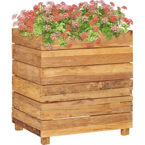 Jardinière,Lit surélevé,Pot de Fleurs 50x40x55 cm Bois massif de teck et acier XZZZ435053 (1/5)