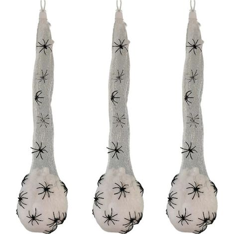 Lot de 3 sacs d'œufs d'araignée lumineux pour Halloween, décorations à suspendre pour l'intérieur et l'extérieur (jardin, cour, arbre). (1/5)