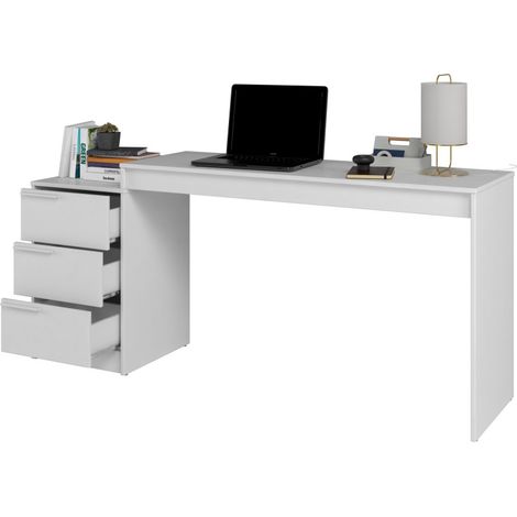 Bureau et Caisson 3 Tiroirs Amovible Blanc L 176.5 H 78.5 P 38 cm (1/5)
