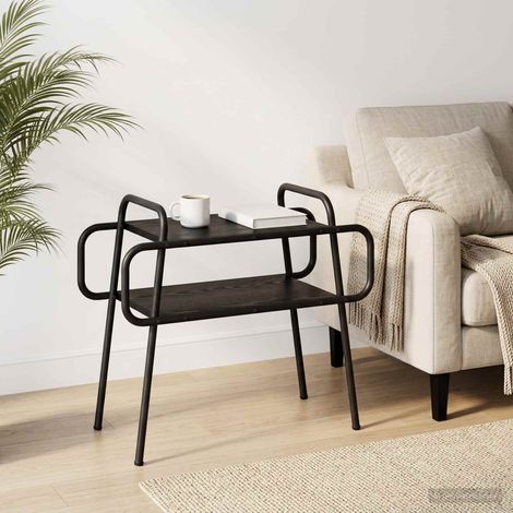 vidaXL Mesa de centro Roble Negro 60 x 30 x 51 cm Madera de ingeniería (1/5)
