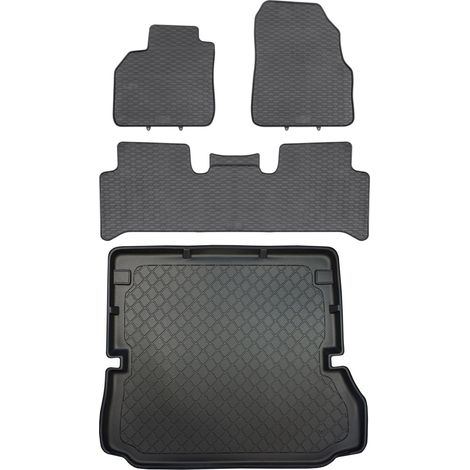 Ensemble de tapis de sol en caoutchouc pour Renault Grand Scenic III (fourgonnette) de 04/2009 à 11/2016 : tapis de sol de voiture et tapis de coffre. (1/5)