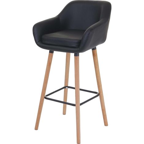 Sgabello nordico scandinavo sala pranzo soggiorno Malmoe T381 legno massiccio ecopelle nero