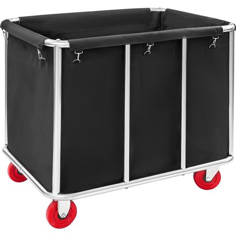 Chariot à linge commercial noir avec roues, pour hôtels, appartements, entrepôts, maisons privées, 90 x 65 x 80 cm (1/5)