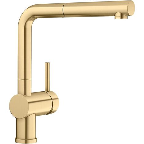 LINUS-S Küchenarmatur in Satin Gold, Hochdruck, mit Ausziehschlauch, Rückschlagventil, Keramikkartusche, garantierter Wasserqualität und Wassereinsparung (1/5)