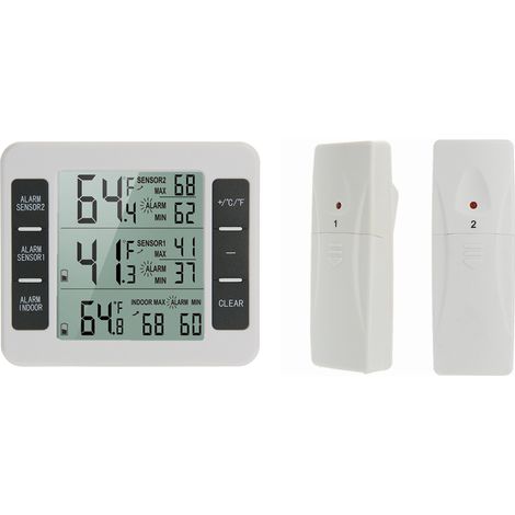 Thermometre Refrigerateur - Capteur Temperature Sans Fil - Affichage LCD Avec Alarme Sonore Et Historique Min Max - 1 Unite (1/5)