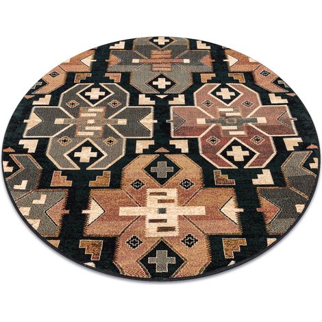 Tappeto di lana SUPERIOR cerchio DIAS etnico blu scuro multicolour rotondo 135 cm