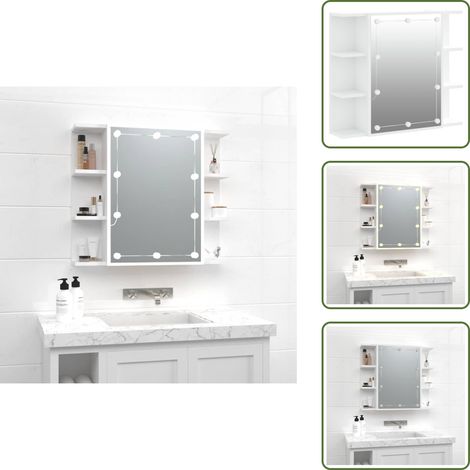 Armoire à miroir avec LED Blanc 70x16,5x60 cm - Armoire À Miroir - Meuble De Salle De Bain - Éclairage Led - Rangement Cosmétiques - Vanity Table