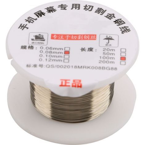 Ligne fil coupe molybdène 100m – 0.08mm – réparation séparateur écran LCD (1/5)