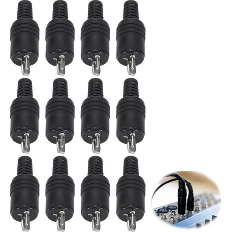 12 Pièces Connecteur 2 Broches Mâle pour Haut-Parleur, Fiche Audio DIN à Vis sans Soudure, Prise HiFi Noir pour Réparation Câble Enceinte et Amplificateur, Compatible avec Système Audio Ancien (1/5)