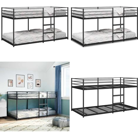 vidaXL Etagenbett ohne Matratze Schwarz 100x200 cm Stahl (1/5)