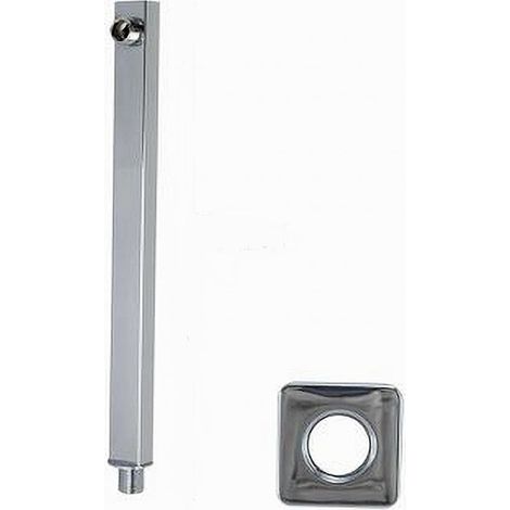 Cleafe - Braccio Per Soffione Doccia Quadrato In Ottone Cromato Con Rosone 25 Cm 59494 - (1/3)
