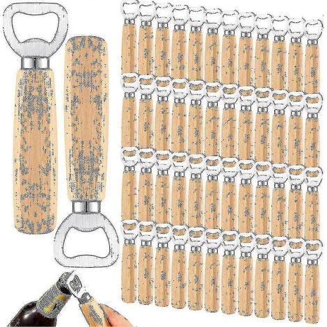 Ensemble de 50 ouvre-bouteilles en bois, ouvre-bouteilles en acier inoxydable, ouvre-bouteilles de barman robustes et portables, ouvre-bouteilles à cidre, kit de gravure F