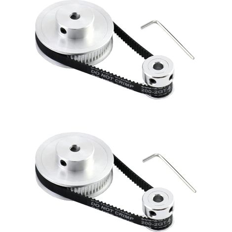 2 Ensemble Roue Synchrone GT2 pour Imprimante 3D, 20 & 60 Dents Alésage 5 mm Poulie de Distribution en Aluminium et Longueur 200 mm Largeur 6 mm Courroie (1/5)