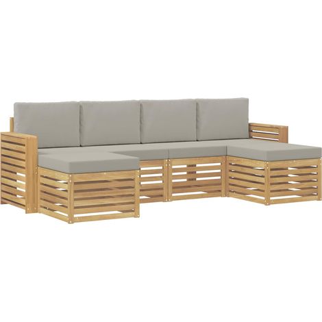 Ensemble de canapés d'extérieur 6 pc Blanc et gris clair vidaXL