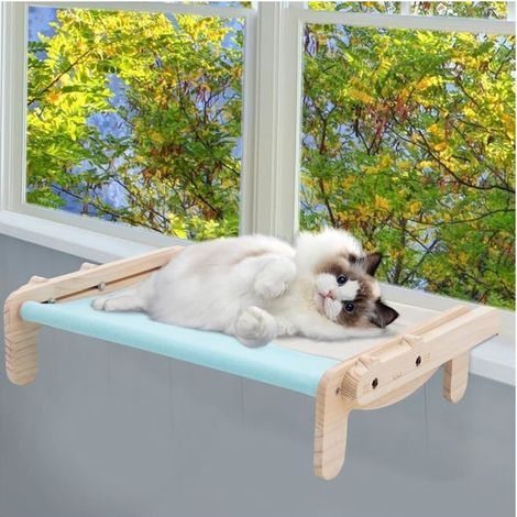 Hamac pour Chat Fenêtre - Modèle Bois 2 en 1 Innovant - Perchoir et Lit Suspendu - Grande Capacité 18kg (1/5)