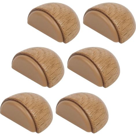 Lot de 6 Butée de Portes (Chêne Naturel) Arrêt de Porte Adhesive en Bois pour Sol et Parquet Stop Porte Adhésif Butoir de Porte (1/5)