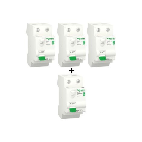 SCHNEIDER - Resi9 XE - LOT de 4 Inter Diff. 63A - 3x Type AC et 3x Type A - 30mA - Ref. : R9ERC263x3+R9ERA263 (1/5)