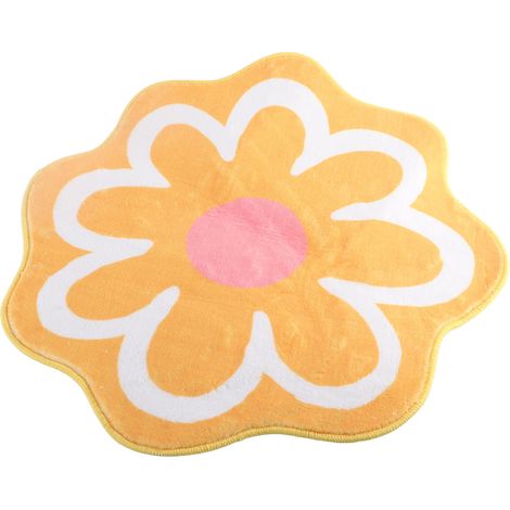 Tapis imitation cachemire en forme de fleur, absorbant et épais, paillasson pour canapé, table basse, pour la maison, le salon, la salle de bain, 60 x 60 cm. (1/5)