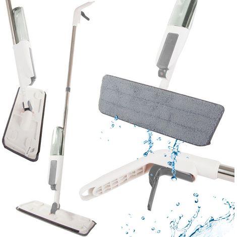 Balai à plat avec nettoyeur à eau et vaporisateur pour sols