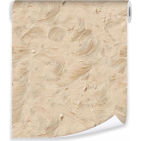 Papier peint beige texture maçonnerie béton mur molletonné salon chambre coucher (1/3)