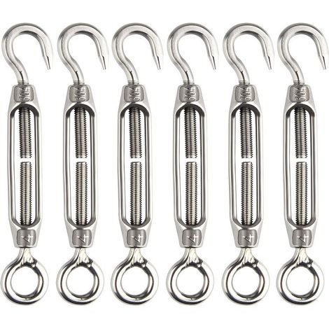 6 Pcs Tendeur De Fil Tendeur M5 En Acier Inoxydable Réglable Crochet De Ridoir Et Oeil Ensemble Heavy Duty (1/5)