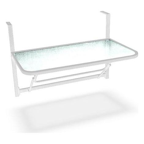Tavolino Consolle da Balcone Pieghevole in Ferro con Piano in Vetro Taddei Balcony Bianco