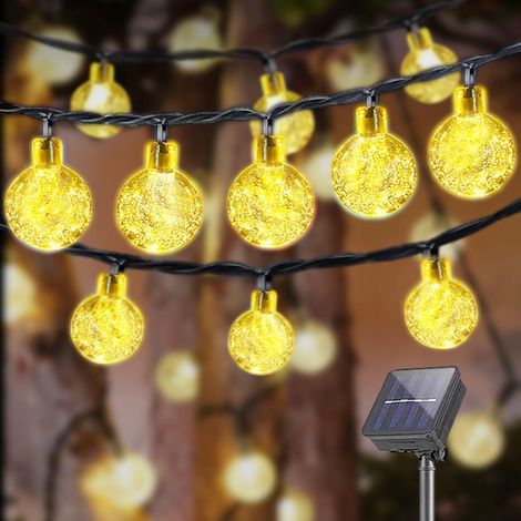 Guirlande Lumineuse Solaire pour Jardin Extérieur, Chaîne Lumineuse Solaire Boules de Cristal 30LED 6.5M 26FT IP44 8 Modes pour Balcon de Jardin Extérieur/Intérieur (Blanc Chaud) (1/4)