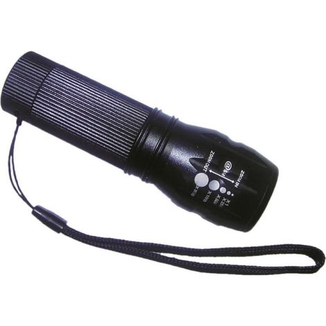 Linterna LED profesional de largo alcance con zoom 3W, 3 modos y 100 m