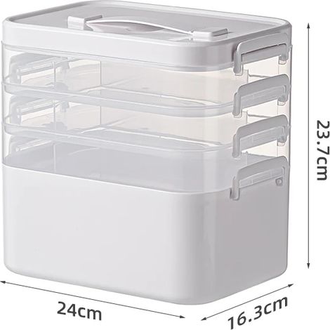 (Grand format - 4 niveaux) Vitrine portable multicouche pour médicaments avec boîte de rangement grande capacité (1/5)