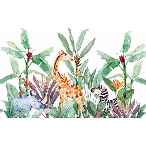 Papier peint panoramique Enfants - Animaux de la Jungle - 130 cm x 83 cm (1/2)