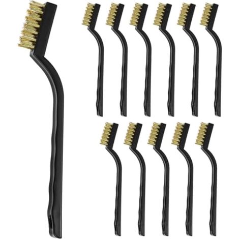 Lot de 12 mini-brosse métalliques avec manche ergonomique pour nettoyer la rouille, la peinture et les résidus de soudure. (1/5)
