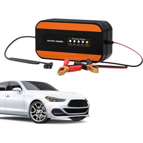 Chargeur de Batterie Automobile, Chargeur de Batterie Automatique Chargeur de Batterie de véhicule 12 V,Chargeur de Batterie de Voiture Portable pour Voiture, Moto, Camion, mainteneur de (1/4)