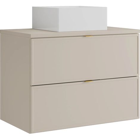 Mobile bagno sospeso con lavabo da appoggio quadrato Beige 80 cm - ONDIL (1/5)
