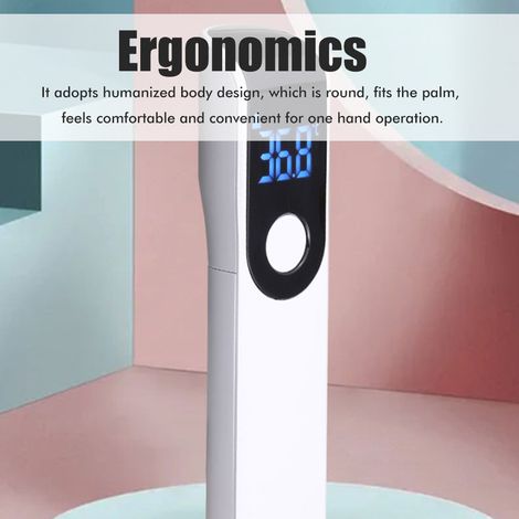 Mini-tragbares, berührungsloses elektronisches Infrarot-Thermometer für den Heimgebrauch, schwarze Verpackung mit englischer Beschriftung. (1/5)