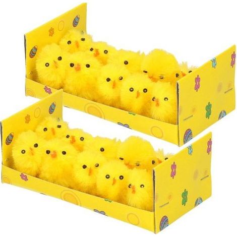 Lot de 20 petits poussins de Pâques en peluche - 3,5 cm - Décoration de Pâques - Figurines décoratives (1/4)