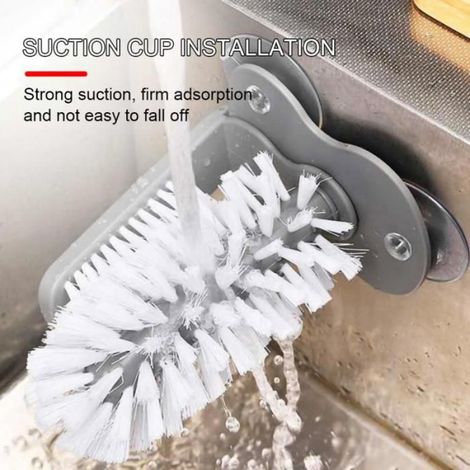 Brosse à verre avec ventouse pour évier – nettoyage de verres bouteilles et mugs – accessoire de cuisine pratique (1/4)