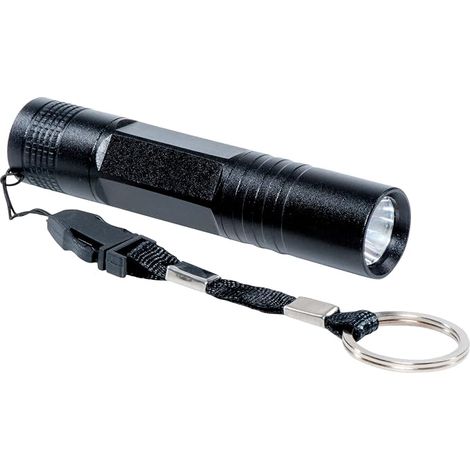 Linterna LED compacta de larga duración para uso en interiores y exteriores, mini linterna llavero, color negro [Clase de eficiencia energética A] (1/5)