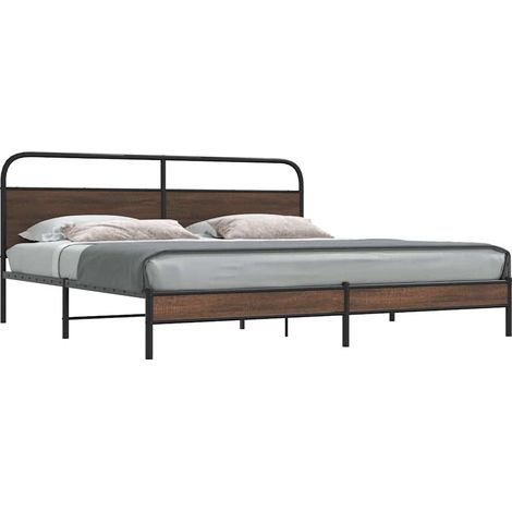 Metallbett ohne Matratze Braun Eichen-Optik 200x200 cm