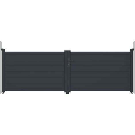 Doppelflügeltor 3,5m EIGER 350 x 115 cm Aluminium Grau (1/4)