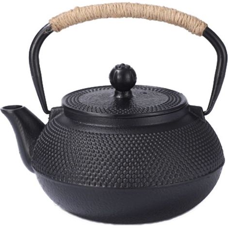 Théière - Théière en fonte - Bouilloire - Bouilloire rétro - Bouilloire noire - Bouilloire - Noire - Fonte - 900 ml Noire (1/5)